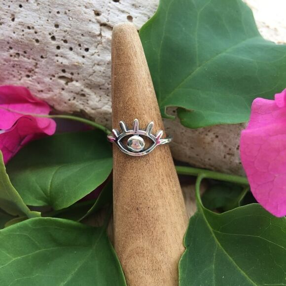Evil Eye Sterling Silver Toe Ring Midi Ring - Picture 1 of 4